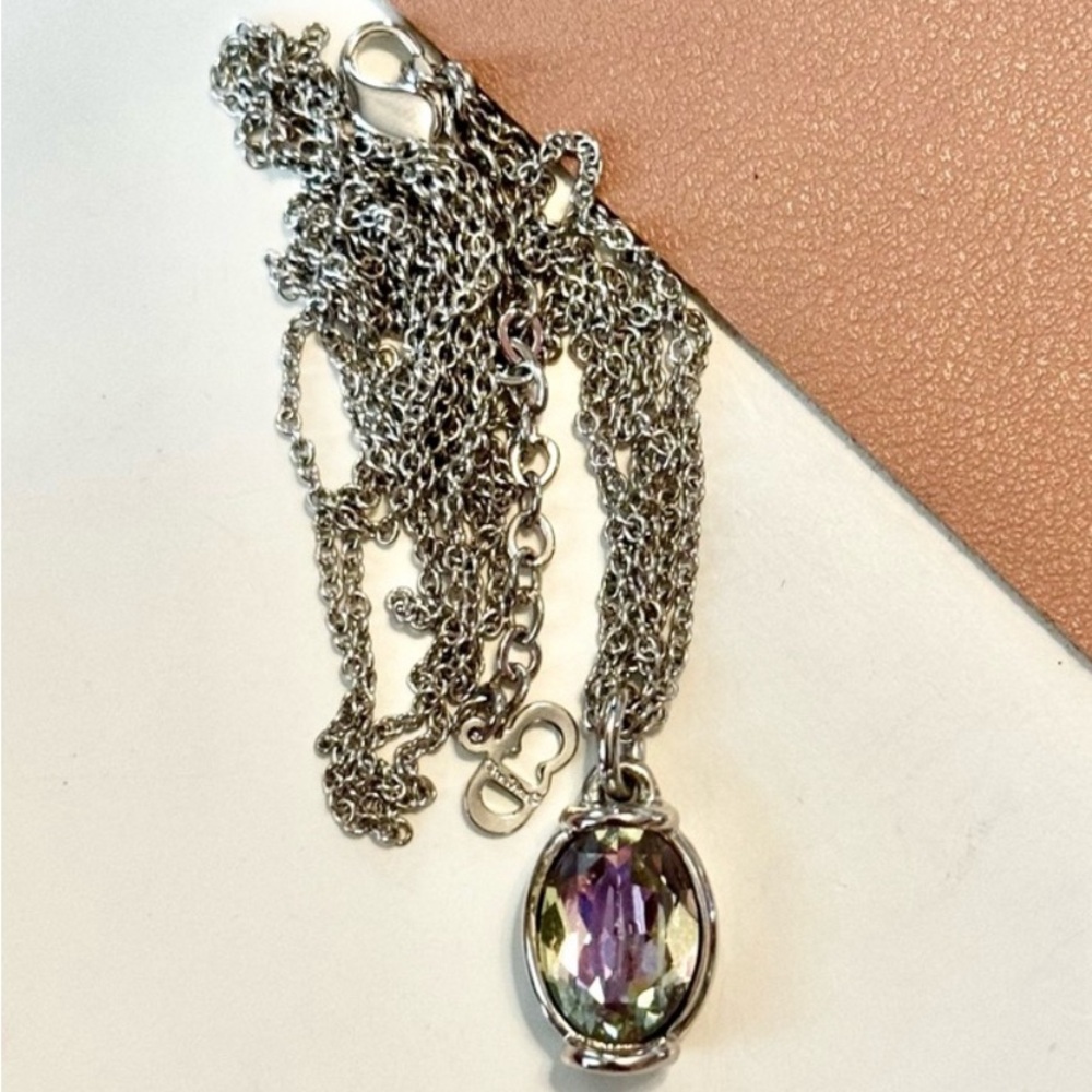 Vintage Christian Dior multiple thin silver linking necklace w/ gorgeous stones